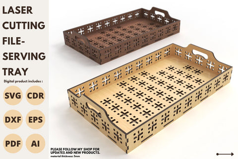 Serving Tray with pattern | laser cut file | svg paper cut | cricut | glowforge file SVG tofigh4lang 