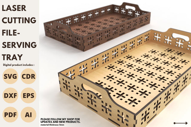 Serving Tray with pattern | laser cut file | svg paper cut | cricut | glowforge file SVG tofigh4lang 