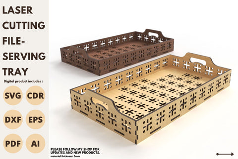 Serving Tray with pattern | laser cut file | svg paper cut | cricut | glowforge file SVG tofigh4lang 