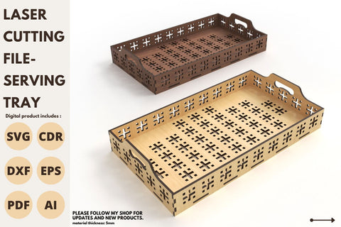 Serving Tray with pattern | laser cut file | svg paper cut | cricut | glowforge file SVG tofigh4lang 