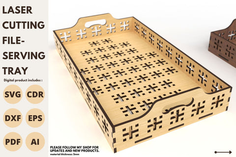 Serving Tray with pattern | laser cut file | svg paper cut | cricut | glowforge file SVG tofigh4lang 