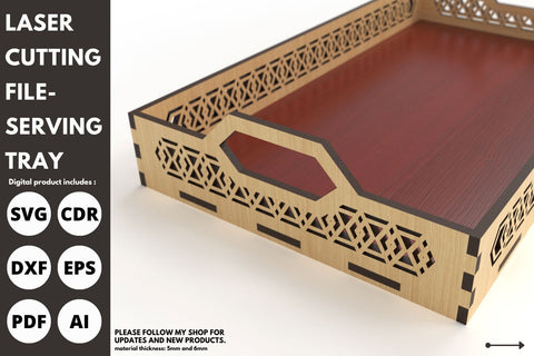 Serving Trays with Handle | laser cut file | svg paper cut | cricut | glowforge file SVG tofigh4lang 