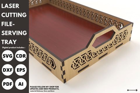 Serving Trays with Handle | laser cut file | svg paper cut | cricut | glowforge file SVG tofigh4lang 