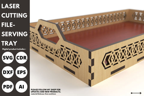 Serving Trays with Handle | laser cut file | svg paper cut | cricut | glowforge file SVG tofigh4lang 