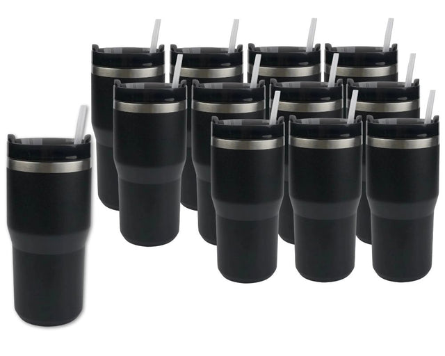 Set of 12 - 20 oz Commuter Tumblers - Black | Laser Engraving Physical DIY Craft Warehouse 