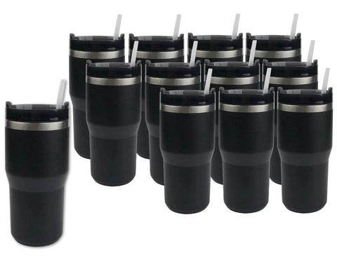 Set of 12 - 20 oz Commuter Tumblers - Black | Laser Engraving Physical DIY Craft Warehouse 