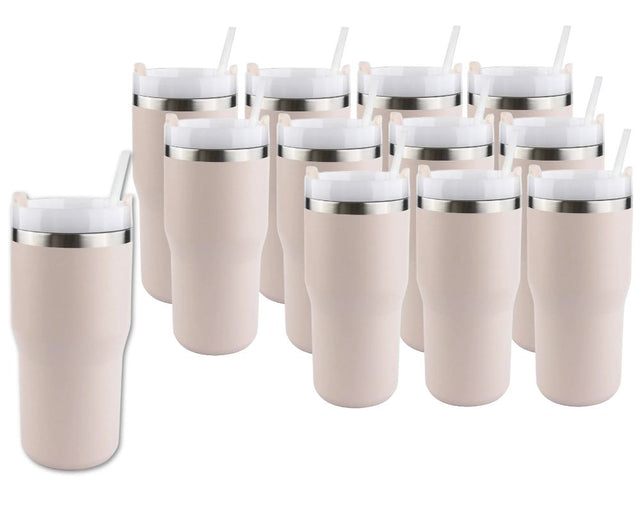 Set of 12 - 20 oz Commuter Tumblers - Blush Pink | Laser Engraving Physical DIY Craft Warehouse 