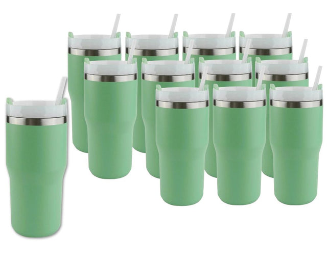 Set of 12 - 20 oz Commuter Tumblers - Sage Green | Powder Coated Stainless Steel Tumbler Physical DIY Craft Warehouse 