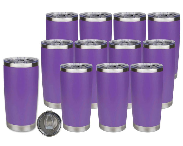 Set of 12 20 oz Travel Tumbler - Purple| Powder Coated Stainless Steel Physical DIY Craft Warehouse 