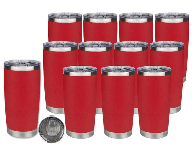 Set of 12 20 oz Travel Tumbler - Red | Powder Coated Stainless Steel Physical DIY Craft Warehouse 