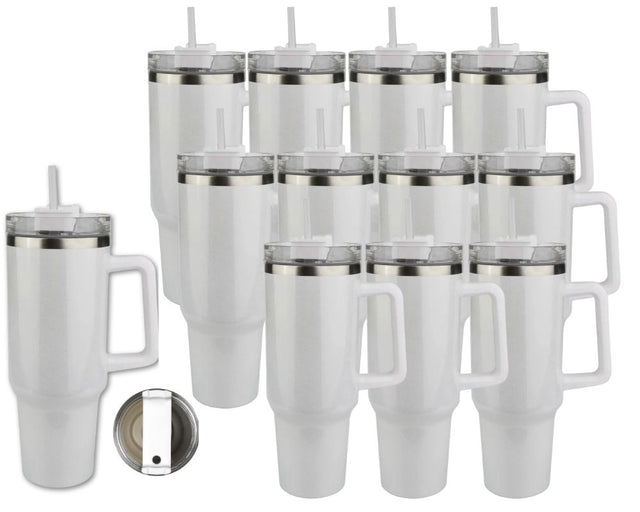 Set of 12 40 oz Handled Tumbler Shimmer - White Physical DIY Craft Warehouse 