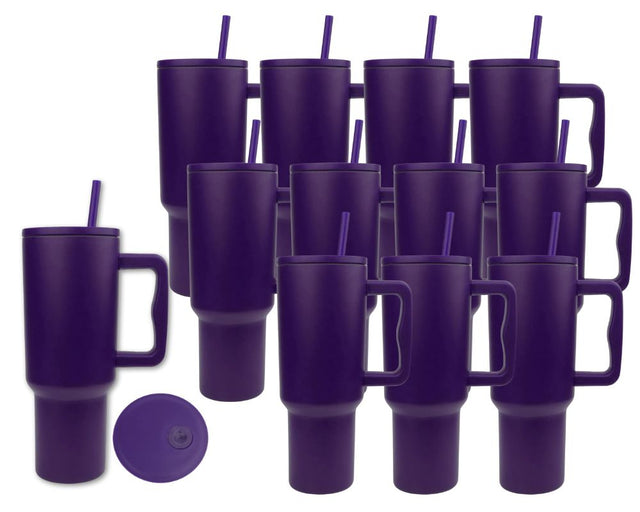 Set of 12 40 oz Modern Tumblers - Dark Purple | Matte for Laser Engraving, UV DTF Stickers or Vinyl Physical DIY Craft Warehouse 