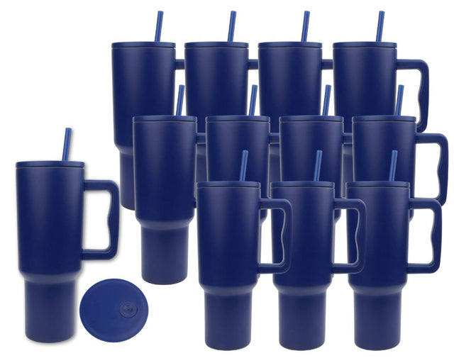 Set of 12 40 oz Modern Tumblers - Navy Blue | Matte for Laser Engraving, UV DTF Stickers or Vinyl Physical DIY Craft Warehouse 
