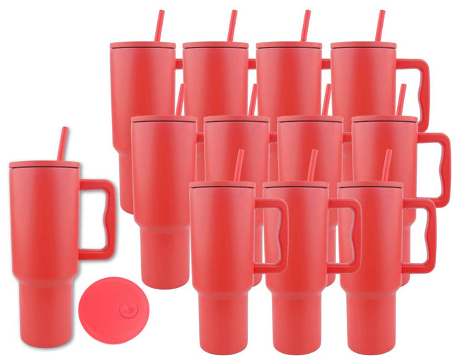 Set of 12 40 oz Modern Tumblers - Watermelon Red | Matte for Laser Engraving, UV DTF Stickers or Vinyl Physical DIY Craft Warehouse 