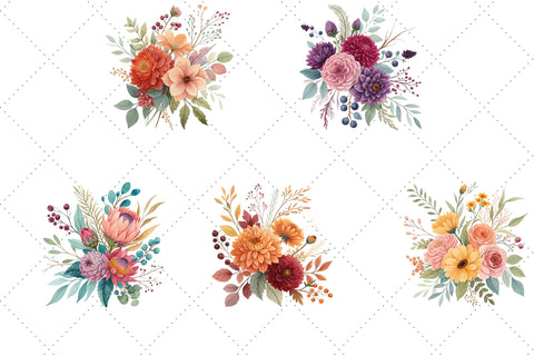 Set of 25, Watercolor Floral pattern, Watercolor Flower design, Flowers Digital Paper , Flower PNG, Watercolor Flower Clipart, Digital PNG Sublimation FloridPrintables 
