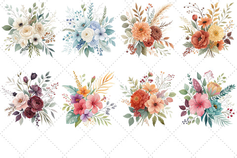 Set of 25, Watercolor Floral pattern, Watercolor Flower design, Flowers Digital Paper , Flower PNG, Watercolor Flower Clipart, Digital PNG Sublimation FloridPrintables 