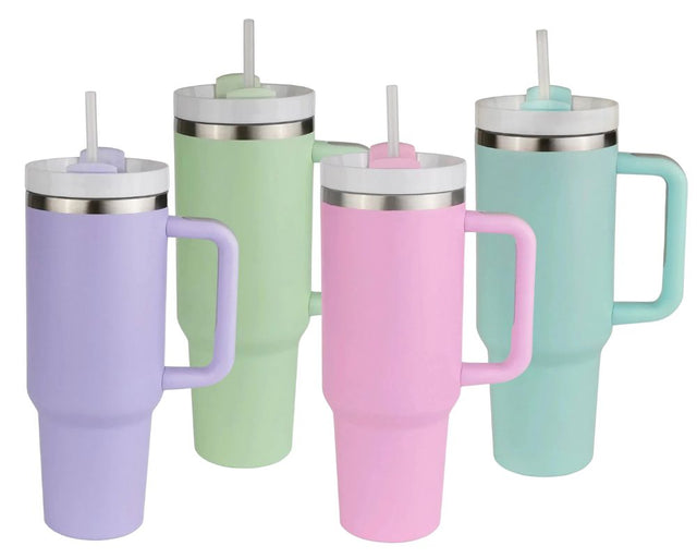 Set of 4 40 oz Standard Handled Tumblers | Matte Tumbler Collection Physical DIY Craft Warehouse 