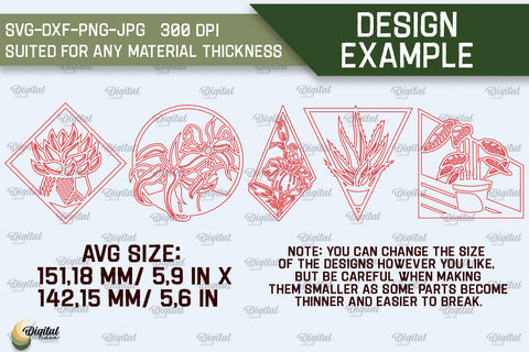 Set Of 4 Plant Laser Cut Bundle. Wall Decor SVG SVG Evgenyia Guschina 