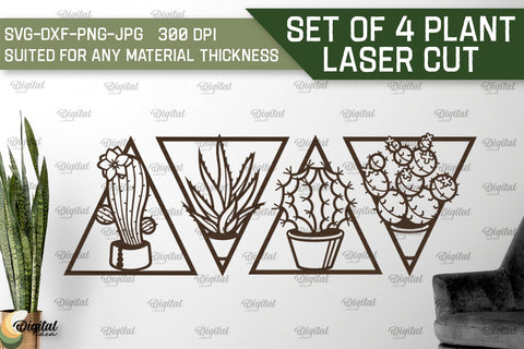 Set Of 4 Plant Laser Cut. Wall Decor SVG SVG Evgenyia Guschina 