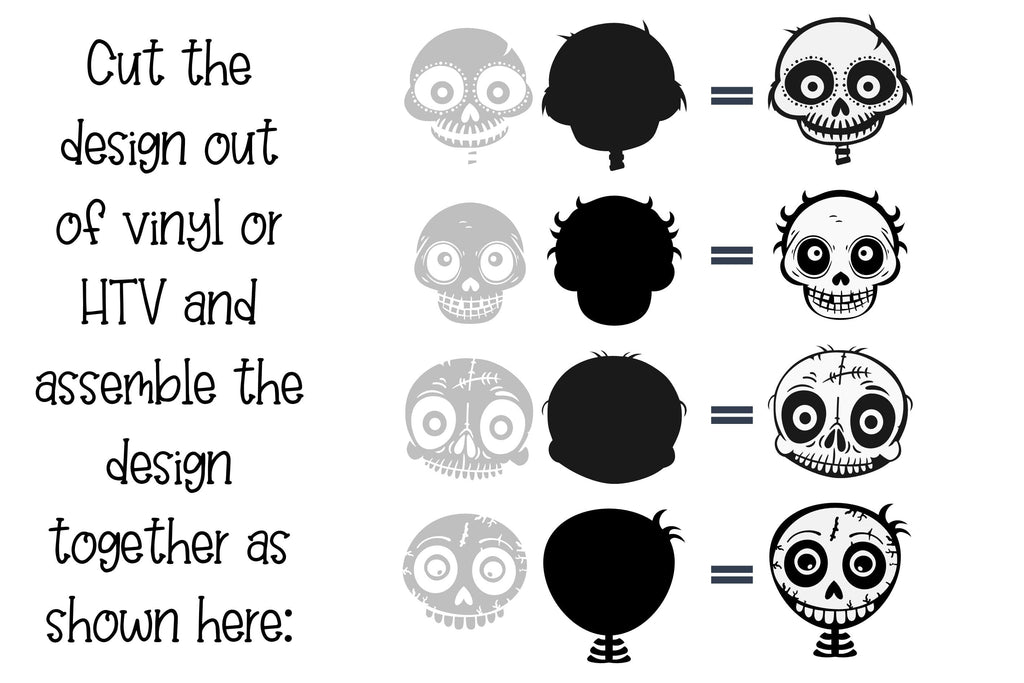 Set of 4 Skull Designs - Digital Download for Vinyl & HTV Cutting ...