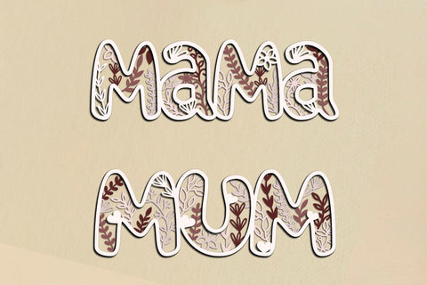 Set of 5 Floral Family Name Signs Mom Mum Mama Dad SVG LaserCutano 