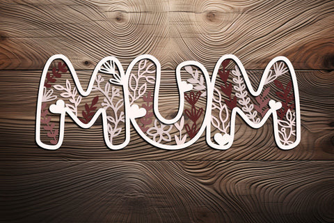 Set of 5 Floral Family Name Signs Mom Mum Mama Dad SVG LaserCutano 