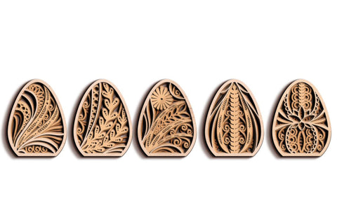 Set of 5 Multilayer Easter Eggs Templates, Laser Cut Files SVG LaserCutano 