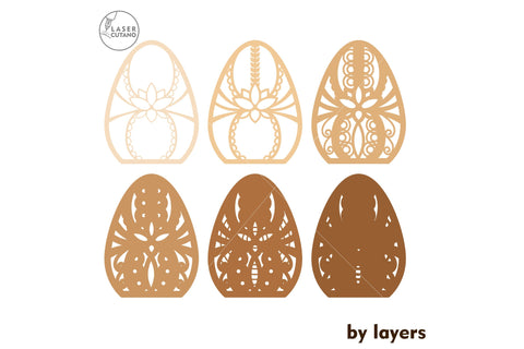 Set of 5 Multilayer Easter Eggs Templates, Laser Cut Files SVG LaserCutano 