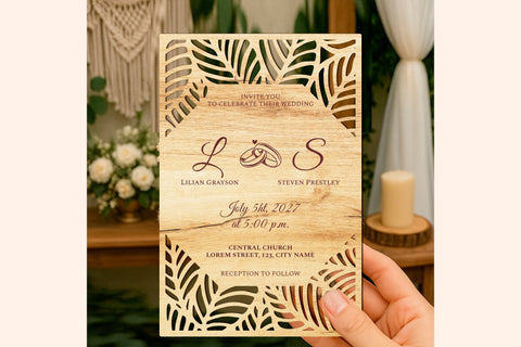 Set of 5 Wedding Invitations SVG LaserCutano 