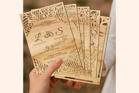 Set of 5 Wedding Invitations SVG LaserCutano 