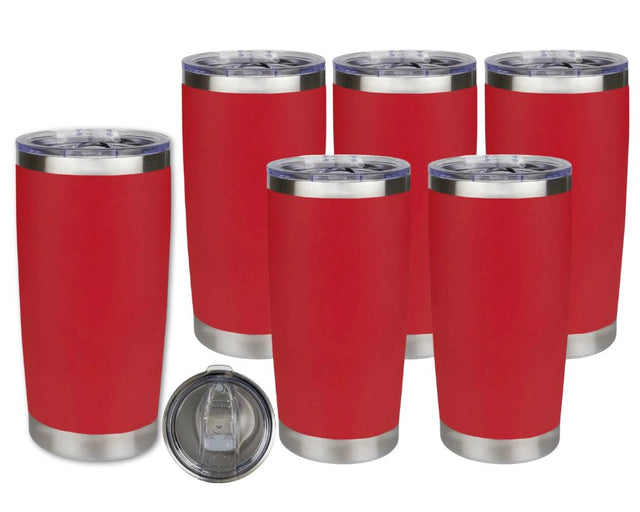 Set of 6 20 oz Travel Tumbler - Red | Powder Coated Stainless Steel Physical DIY Craft Warehouse 