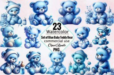 Set of Blue Baby Teddy Bear Sublimation Sublimation SVGArt 