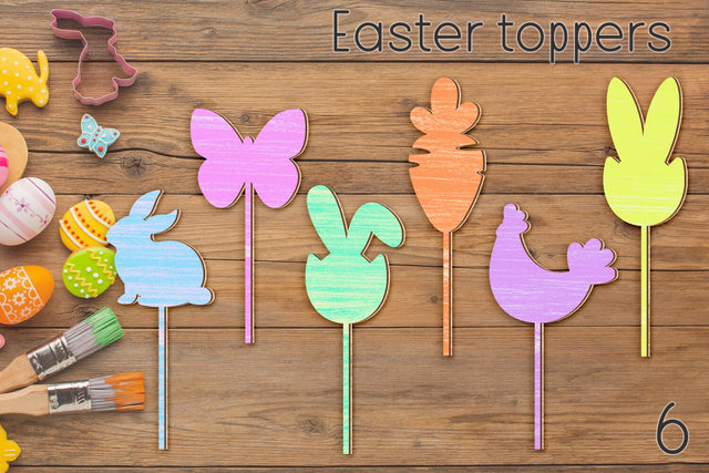 Set of Easter cake topper, Easter wooden decor laser cut SVG AnastasiyaArtDesign 