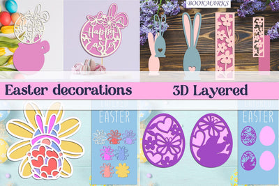Set of Easter decorations, Layered paper craft template SVG AnastasiyaArtDesign 