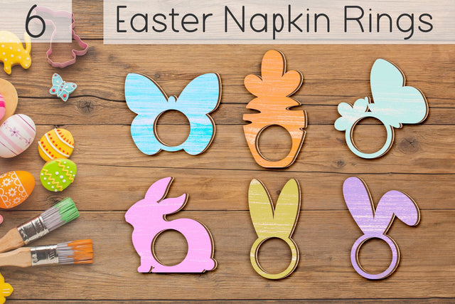 Set of Easter napkin rings, Easter wooden decor laser cut SVG AnastasiyaArtDesign 