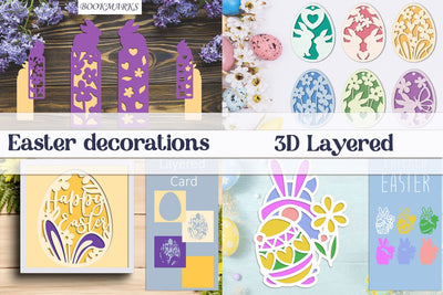 Set of Easter Ornaments Laser Cut, Layered Paper Craft Template SVG AnastasiyaArtDesign 