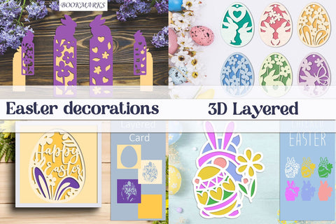 Set of Easter Ornaments Laser Cut, Layered Paper Craft Template SVG AnastasiyaArtDesign 