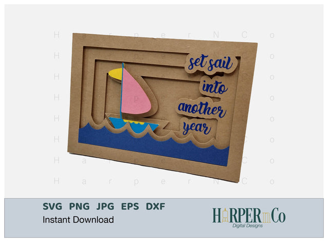 Set Sail 3D Card SVG PNG Cut EPS File SVG HarperNCo 