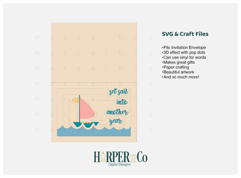 Set Sail 3D Card SVG PNG Cut EPS File SVG HarperNCo 