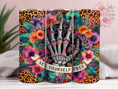 Set Yourself Free 20oz Tumbler Wrap PNG, Skeleton Tumbler Png, Straight & Tapered Tumbler Wrap, Instant Digital Download Sublimation Li Zamperini 