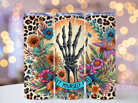 Set Yourself Free Skeleton 20oz Tumbler Wrap Sublimation Design, Straight Tapered Tumbler Wrap, Inspiration Quote Tumbler Png, Instant Digital Download Sublimation SvggirlplusArt 