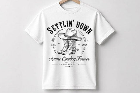 Settlin Down Same Cowboy Forever PNG | Cowboy Boots Sublimation PNG SVG BillahCrafts 