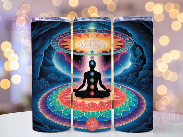 Seven Chakras Healing Yoga Tumbler, Spiritual Energy Cup, Colorful Yoga Wrap, 20Oz Sublimation Tumbler, Chakra Healing Design, Meditation Gift Cup, Mindful Wellness Tumbler Sublimation SvggirlplusArt 