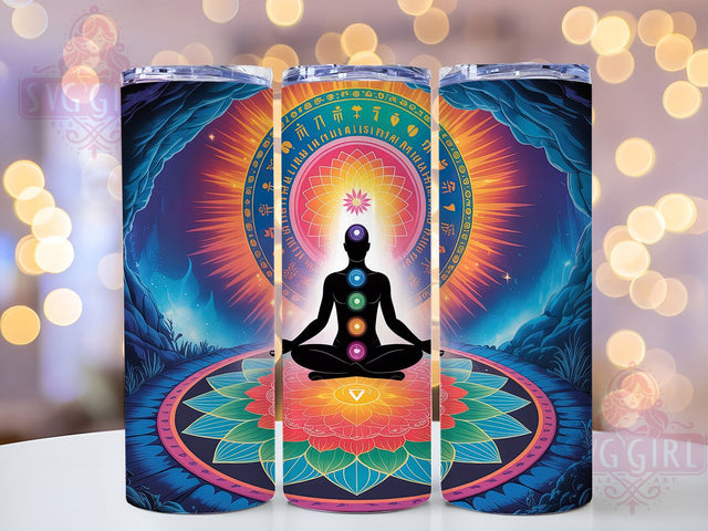 Seven Chakras Healing Yoga Tumbler, Spiritual Energy Cup, Colorful Yoga Wrap, 20Oz Sublimation Tumbler, Chakra Healing Design, Meditation Gift Cup, Mindful Wellness Tumbler Sublimation SvggirlplusArt 