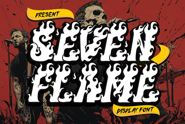 Seven Flame - Burning Fire Display Font Font Mozzatype 