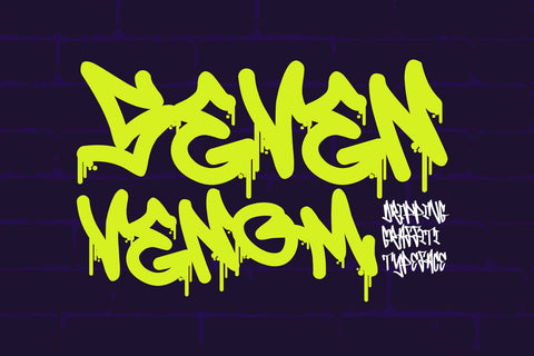 Seven Venom - Dripping Monoline Graffiti Font Font Mozzatype 