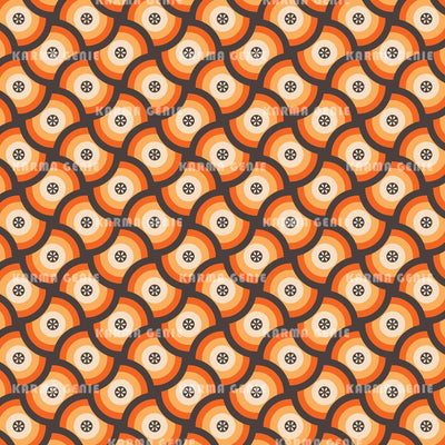 Seventies Style Mid Century Funky Orange Retro Pattern Digital Paper Digital Pattern Karma Genie Graphics 