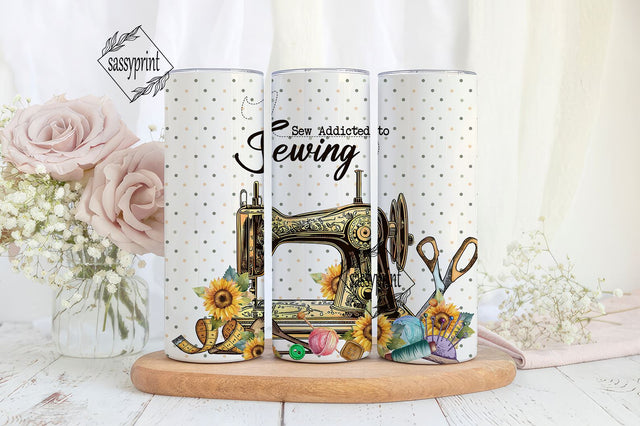 Sew Addicted to Sewing, Funny Sewing 20 oz Skinny Tumbler Sublimation Design Digital Download PNG, Sewing png Sublimation sassyprint 