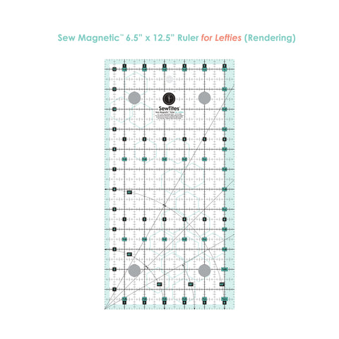 Sew Magnetic 6.5" x 12.5" Ruler with Applique and Embroidery Design Pack Physical SewTites Left-Handed 