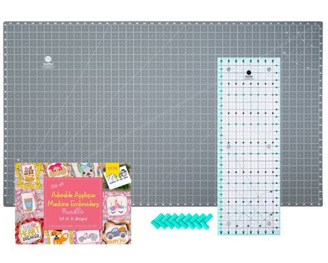 Sew Magnetic Cutting System - Expanded Kit With 24 x 42" Cutting Mat, 8.5 x 24" Ruler & 16 Booster Magnets and Design Pack Physical SewTites 